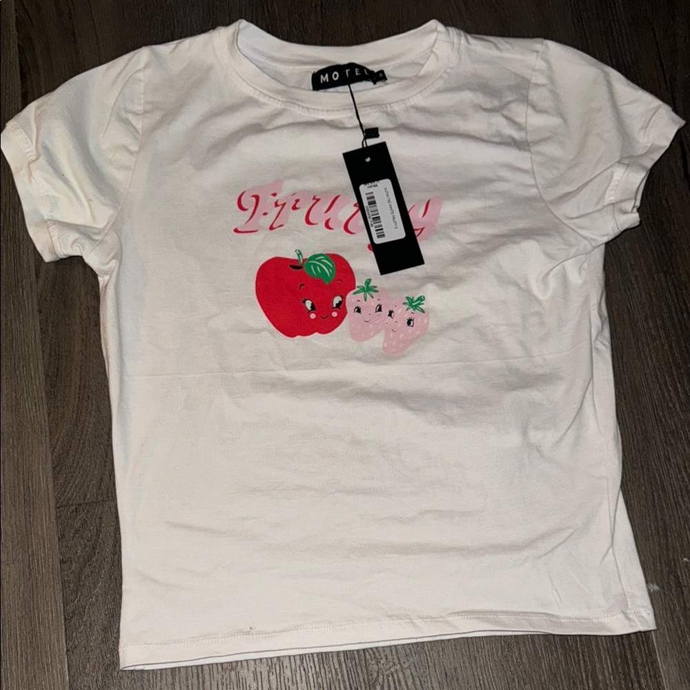Motel Rocks Kids Cream T-Shirt with Apple Print
